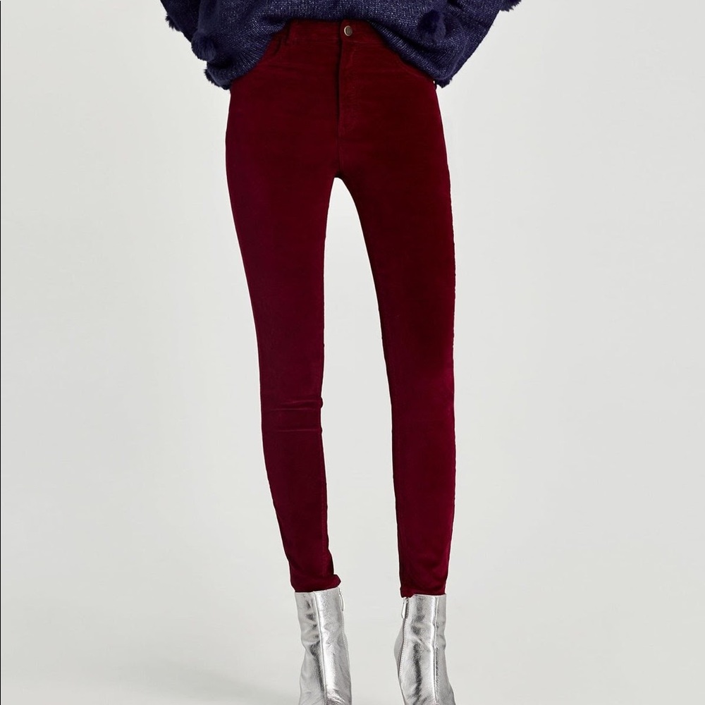 ZARA High Waist 5-Pocket Velvet Jeggings Pants Jeans Size 4 NEW